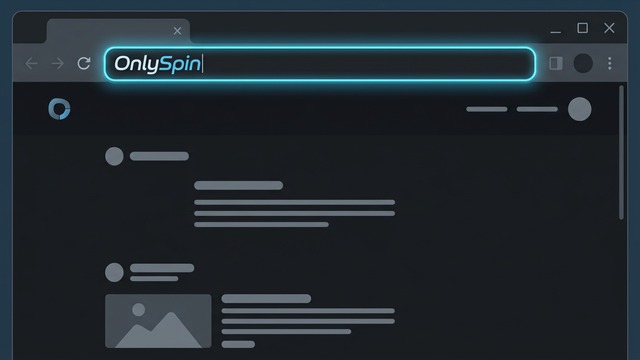 Tarayıcı adres çubuğuna OnlySpin adresinin yazılmasını gösteren ekran görüntüsü